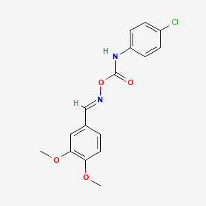 molecular formula C16H15ClN2O4 B5600546 [(E)-(3,4-dimethoxyphenyl)methylideneamino] N-(4-chlorophenyl)carbamate 