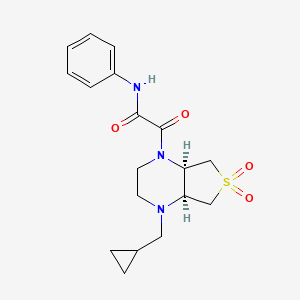 molecular formula C18H23N3O4S B5600568 2-[(4aS*,7aR*)-4-(cyclopropylmethyl)-6,6-dioxidohexahydrothieno[3,4-b]pyrazin-1(2H)-yl]-2-oxo-N-phenylacetamide 
