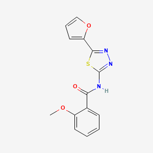 molecular formula C14H11N3O3S B5600618 N-[5-(furan-2-yl)-1,3,4-thiadiazol-2-yl]-2-methoxybenzamide 