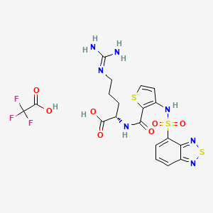 molecular formula C19H20F3N7O7S3 B560062 (2S)-2-[[3-(2,1,3-benzothiadiazol-4-ylsulfonylamino)thiophene-2-carbonyl]amino]-5-(diaminomethylideneamino)pentanoic acid;2,2,2-trifluoroacetic acid CAS No. 1210945-69-9