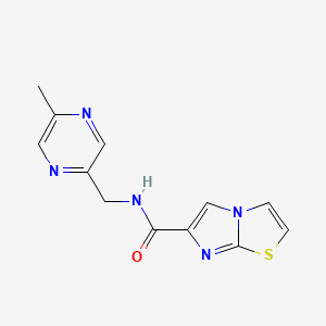 molecular formula C12H11N5OS B5600709 N-[(5-methyl-2-pyrazinyl)methyl]imidazo[2,1-b][1,3]thiazole-6-carboxamide 