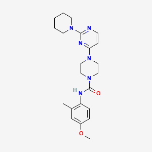 molecular formula C22H30N6O2 B5600761 N-(4-methoxy-2-methylphenyl)-4-[2-(1-piperidinyl)-4-pyrimidinyl]-1-piperazinecarboxamide 