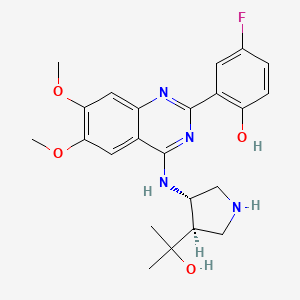 molecular formula C23H27FN4O4 B560082 4-Fluoro-2-(4-{[(3s,4r)-4-(1-Hydroxy-1-Methylethyl)pyrrolidin-3-Yl]amino}-6,7-Dimethoxyquinazolin-2-Yl)phenol CAS No. 1262849-73-9