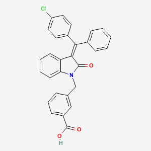 3-[[(3E)-3-[(4-chlorophenyl)-phenylmethylidene]-2-oxoindol-1-yl]methyl]benzoic acid