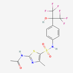 molecular formula C15H13F6N3O4S2 B560095 SR1001 CAS No. 1335106-03-0