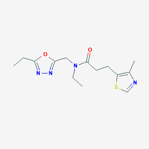 molecular formula C14H20N4O2S B5600979 N-ethyl-N-[(5-ethyl-1,3,4-oxadiazol-2-yl)methyl]-3-(4-methyl-1,3-thiazol-5-yl)propanamide 