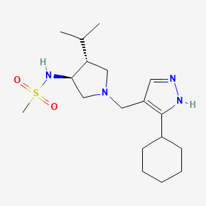 molecular formula C18H32N4O2S B5601043 N-{(3S*,4R*)-1-[(3-cyclohexyl-1H-pyrazol-4-yl)methyl]-4-isopropyl-3-pyrrolidinyl}methanesulfonamide 