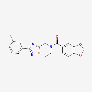 molecular formula C20H19N3O4 B5601104 N-ethyl-N-{[3-(3-methylphenyl)-1,2,4-oxadiazol-5-yl]methyl}-1,3-benzodioxole-5-carboxamide 