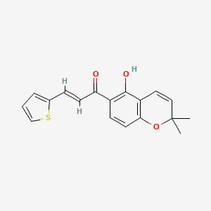 molecular formula C18H16O3S B560119 (E)-1-(5-hydroxy-2,2-dimethylchromen-6-yl)-3-thiophen-2-ylprop-2-en-1-one CAS No. 1384268-04-5