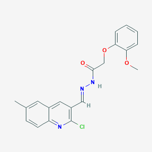 molecular formula C20H18ClN3O3 B5601195 N'-[(2-chloro-6-methyl-3-quinolinyl)methylene]-2-(2-methoxyphenoxy)acetohydrazide 
