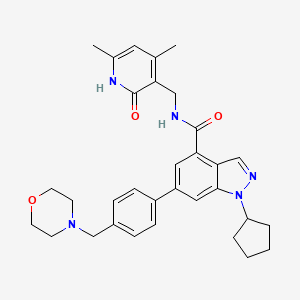 molecular formula C₃₂H₃₇N₅O₃ B560121 1-cyclopentyl-N-((4,6-dimethyl-2-oxo-1,2-dihydropyridin-3-yl)methyl)-6-(4-(morpholinomethyl)phenyl)-1H-indazole-4-carboxamide CAS No. 1396772-26-1