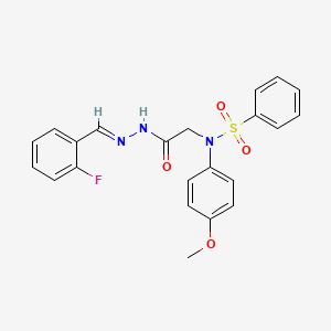 molecular formula C22H20FN3O4S B5601244 N-({N'-[(E)-(2-FLUOROPHENYL)METHYLIDENE]HYDRAZINECARBONYL}METHYL)-N-(4-METHOXYPHENYL)BENZENESULFONAMIDE 