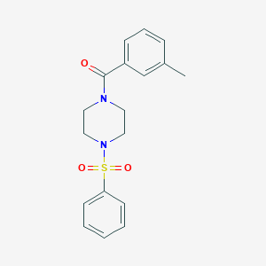 molecular formula C18H20N2O3S B5601248 1-(BENZENESULFONYL)-4-(3-METHYLBENZOYL)PIPERAZINE 