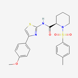 molecular formula C23H25N3O4S2 B560125 (2R)-N-[4-(4-methoxyphenyl)-1,3-thiazol-2-yl]-1-(4-methylphenyl)sulfonylpiperidine-2-carboxamide CAS No. 1401242-74-7