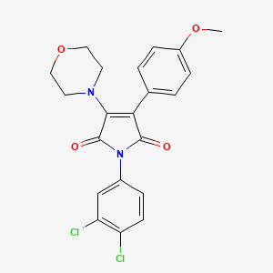 molecular formula C21H18Cl2N2O4 B560130 1-(3,4-Dichlorophenyl)-3-(4-methoxyphenyl)-4-morpholin-4-ylpyrrole-2,5-dione CAS No. 1417162-36-7