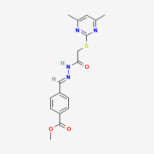 molecular formula C17H18N4O3S B5601344 methyl 4-(2-{[(4,6-dimethyl-2-pyrimidinyl)thio]acetyl}carbonohydrazonoyl)benzoate 