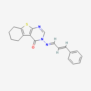 molecular formula C19H17N3OS B5601370 3-{[(E,2E)-3-PHENYL-2-PROPENYLIDENE]AMINO}-5,6,7,8-TETRAHYDRO[1]BENZOTHIENO[2,3-D]PYRIMIDIN-4(3H)-ONE 