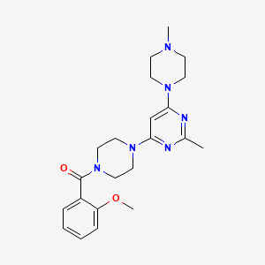 molecular formula C22H30N6O2 B5601427 4-[4-(2-methoxybenzoyl)-1-piperazinyl]-2-methyl-6-(4-methyl-1-piperazinyl)pyrimidine 
