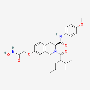 molecular formula C27H35N3O6 B560148 (3S)-7-[2-(hydroxyamino)-2-oxoethoxy]-N-(4-methoxyphenyl)-2-(2-propan-2-ylpentanoyl)-3,4-dihydro-1H-isoquinoline-3-carboxamide CAS No. 1450662-32-4