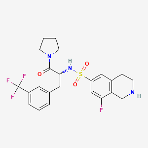 molecular formula C₂₃H₂₅F₄N₃O₃S B560162 8-Fluoro-N-{(2r)-1-Oxo-1-(Pyrrolidin-1-Yl)-3-[3-(Trifluoromethyl)phenyl]propan-2-Yl}-1,2,3,4-Tetrahydroisoquinoline-6-Sulfonamide CAS No. 1627676-59-8