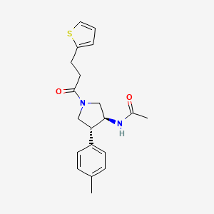 molecular formula C20H24N2O2S B5601699 N-{(3S*,4R*)-4-(4-methylphenyl)-1-[3-(2-thienyl)propanoyl]-3-pyrrolidinyl}acetamide 