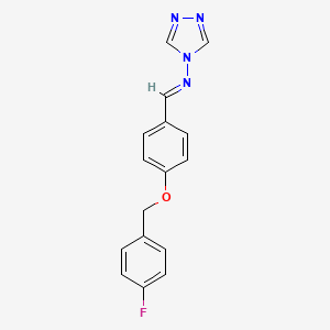 molecular formula C16H13FN4O B5601863 N-{4-[(4-fluorobenzyl)oxy]benzylidene}-4H-1,2,4-triazol-4-amine 