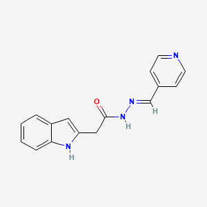 molecular formula C16H14N4O B5601950 2-(1H-indol-2-yl)-N-[(E)-pyridin-4-ylmethylideneamino]acetamide 