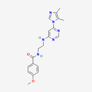 molecular formula C19H22N6O2 B5601955 N-(2-{[6-(4,5-dimethyl-1H-imidazol-1-yl)-4-pyrimidinyl]amino}ethyl)-4-methoxybenzamide 