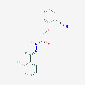 molecular formula C16H12ClN3O2 B5602108 N-[(E)-(2-chlorophenyl)methylideneamino]-2-(2-cyanophenoxy)acetamide 