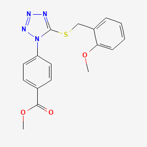 molecular formula C17H16N4O3S B5602136 METHYL 4-(5-{[(2-METHOXYPHENYL)METHYL]SULFANYL}-1H-1,2,3,4-TETRAZOL-1-YL)BENZOATE 