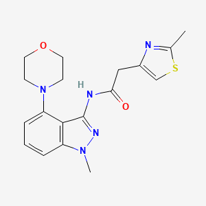 molecular formula C18H21N5O2S B5602356 N-(1-methyl-4-morpholin-4-yl-1H-indazol-3-yl)-2-(2-methyl-1,3-thiazol-4-yl)acetamide 