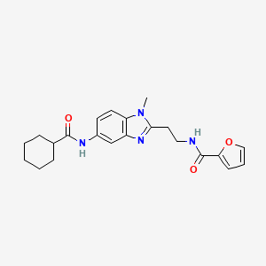 molecular formula C22H26N4O3 B5602444 N-[2-(5-CYCLOHEXANEAMIDO-1-METHYL-1H-1,3-BENZODIAZOL-2-YL)ETHYL]FURAN-2-CARBOXAMIDE 