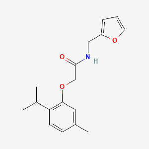 molecular formula C17H21NO3 B5602457 N-[(FURAN-2-YL)METHYL]-2-[5-METHYL-2-(PROPAN-2-YL)PHENOXY]ACETAMIDE 