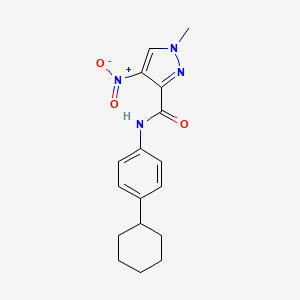 molecular formula C17H20N4O3 B5602474 N-(4-cyclohexylphenyl)-1-methyl-4-nitro-1H-pyrazole-3-carboxamide 