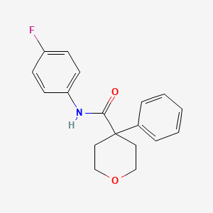 molecular formula C18H18FNO2 B5602552 N-(4-fluorophenyl)-4-phenyloxane-4-carboxamide 