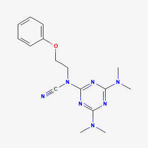 molecular formula C16H21N7O B5602566 N2-CYANO-N4,N4,N6,N6-TETRAMETHYL-N2-(2-PHENOXYETHYL)-1,3,5-TRIAZINE-2,4,6-TRIAMINE 