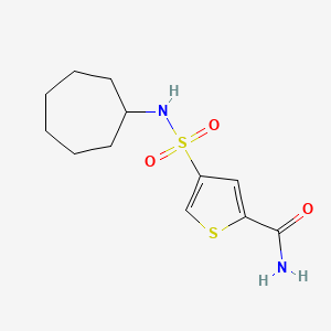 molecular formula C12H18N2O3S2 B5602615 4-(Cycloheptylsulfamoyl)thiophene-2-carboxamide 