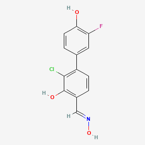 B560264 2-chloro-3-(3-fluoro-4-hydroxyphenyl)-6-[(E)-hydroxyiminomethyl]phenol CAS No. 1111084-78-6