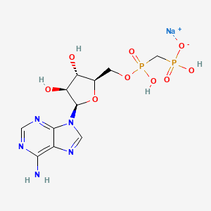molecular formula C11H16N5NaO9P2 B560268 Adenosine, 5'-[hydrogen (phosphonomethyl)phosphonate], sodium salt CAS No. 89016-30-8