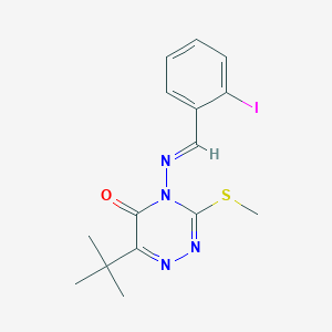 molecular formula C15H17IN4OS B5602707 6-tert-butyl-4-[(2-iodobenzylidene)amino]-3-(methylthio)-1,2,4-triazin-5(4H)-one 
