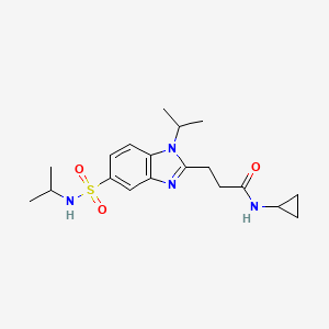molecular formula C19H28N4O3S B5602730 N-cyclopropyl-3-{1-isopropyl-5-[(isopropylamino)sulfonyl]-1H-benzimidazol-2-yl}propanamide 