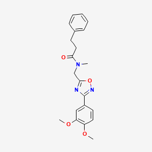 molecular formula C21H23N3O4 B5602865 N-{[3-(3,4-dimethoxyphenyl)-1,2,4-oxadiazol-5-yl]methyl}-N-methyl-3-phenylpropanamide 