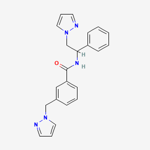 molecular formula C22H21N5O B5602876 N-[1-phenyl-2-(1H-pyrazol-1-yl)ethyl]-3-(1H-pyrazol-1-ylmethyl)benzamide 