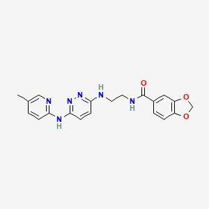 molecular formula C20H20N6O3 B5602977 N-[2-({6-[(5-methyl-2-pyridinyl)amino]-3-pyridazinyl}amino)ethyl]-1,3-benzodioxole-5-carboxamide 
