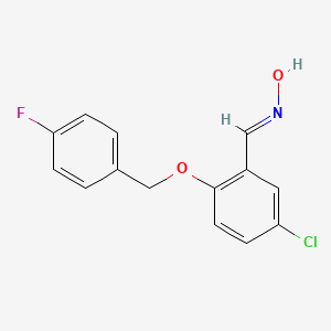 molecular formula C14H11ClFNO2 B5603124 (NE)-N-[[5-chloro-2-[(4-fluorophenyl)methoxy]phenyl]methylidene]hydroxylamine 