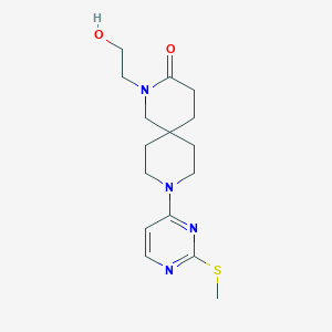 molecular formula C16H24N4O2S B5603192 2-(2-hydroxyethyl)-9-[2-(methylthio)pyrimidin-4-yl]-2,9-diazaspiro[5.5]undecan-3-one 