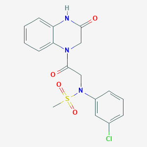 molecular formula C17H16ClN3O4S B5603213 N-(3-chlorophenyl)-N-[2-oxo-2-(3-oxo-3,4-dihydro-1(2H)-quinoxalinyl)ethyl]methanesulfonamide 