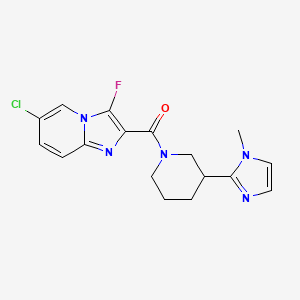molecular formula C17H17ClFN5O B5603327 6-chloro-3-fluoro-2-{[3-(1-methyl-1H-imidazol-2-yl)-1-piperidinyl]carbonyl}imidazo[1,2-a]pyridine 