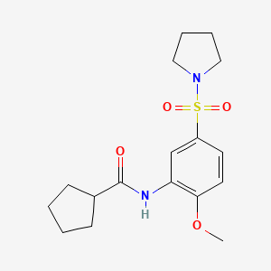 molecular formula C17H24N2O4S B5603406 N-[2-methoxy-5-(1-pyrrolidinylsulfonyl)phenyl]cyclopentanecarboxamide 