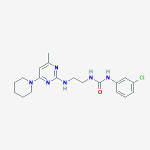 molecular formula C19H25ClN6O B5603422 N-(3-chlorophenyl)-N'-(2-{[4-methyl-6-(1-piperidinyl)-2-pyrimidinyl]amino}ethyl)urea 